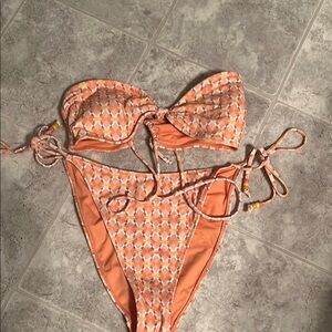 PacSun Orange Patterned Bikini Set